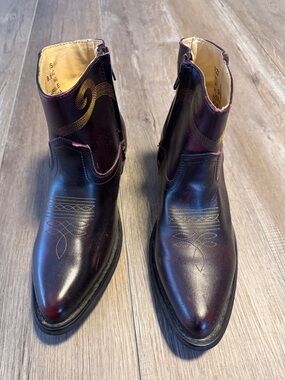 Men's Saddle Tramp Burgundy Leather Western Ankle Boots